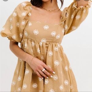 Luca and Grae Honey Floral Appliqué Babydoll Mini